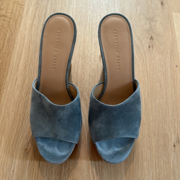 Veronica Beard Dali Platform Wedge Sandal in Denim Size 8.5 - Picture 2 of 6